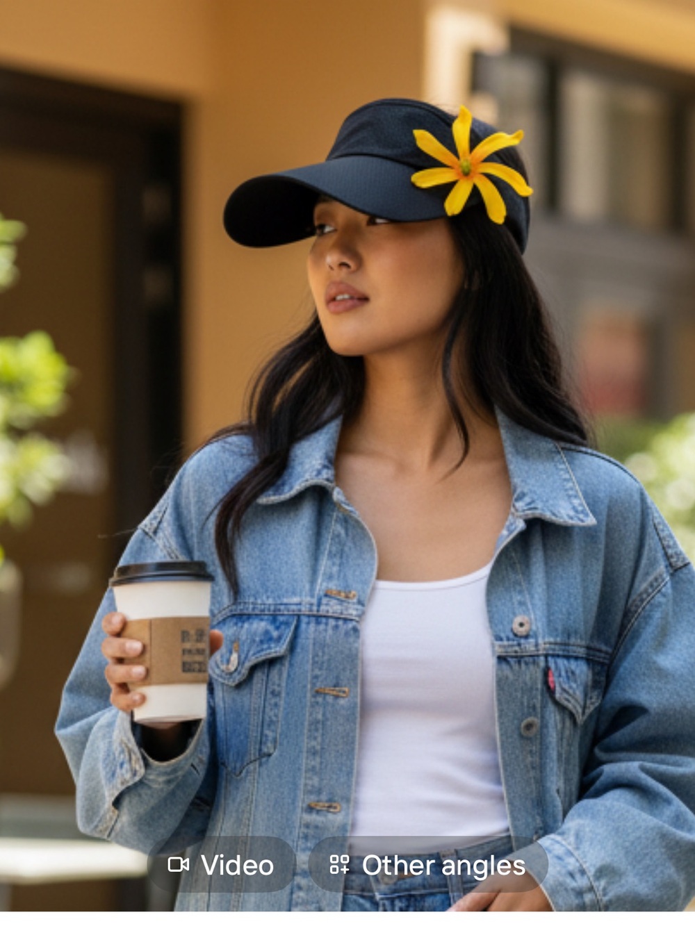 Black Hawaiian visor, yellow Ilima Tiare flower. Hawaiian Hawaii made.